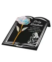 Statuetka Księga Premium 22 cm Z Holograficzną Różą Wieczną Na Grób