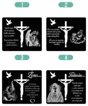 Znicz Premium Statuetka Krzyż Jezus Złota Kryształowa Kula Zdjęcie 3D Na Grób