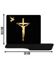 Znicz Premium Statuetka Krzyż Jezus Złota Kryształowa Kula Zdjęcie 3D Na Grób