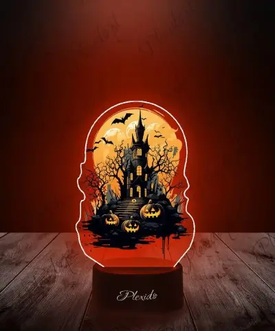 Lampka LED z Nadrukiem Halloween Nawiedzony Zamek