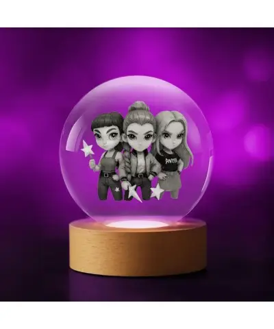 Kryształowa Kulka 3D LED Świecąca Huntrix Kpop Rumi Zoey Mira Łowczynie