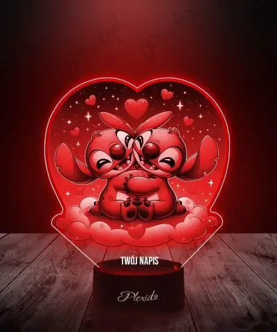 Lampka LED 3D Plexido Lilo i Angel Zakochani Bajka Prezent