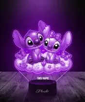 Lampka LED 3D Plexido Stich i Angel na Chmurce Bajka Prezent