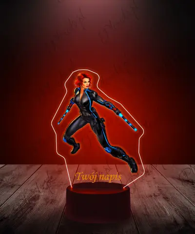 Lampka LED 3D Plexido z Nadrukiem Czarna Wdowa - 1