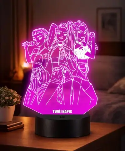 Lampka LED 3D Huntrix  K-pop Łowczynie Demonów Rumi Mira Zoey