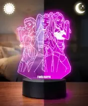 Lampka LED 3D Huntrix  K-pop Łowczynie Demonów Rumi Mira Zoey