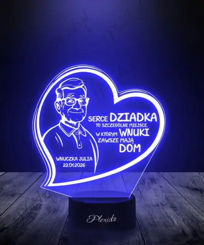 Lampka LED 3D Plexido dla Dziadka  z Imieniem Prezent na Dzień Dziadka