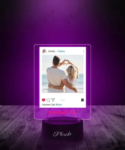 Lampka LED 3D Plexido Prezent na Walentynki Twoje Zdjęcie Nadruk UV