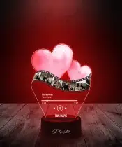 Prezent Na Walentynki Lampka LED 3D Plexido Wasze Zdjęcia i Wasza Piosenka Klisza Retro