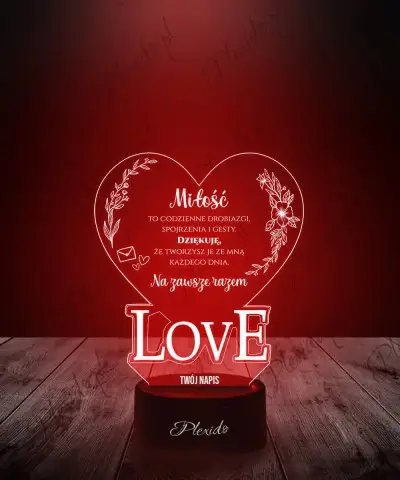 Lampka LED 3D Plexido Serce Love Prezent na Walentynki