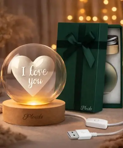 Kryształowa Kula 3D Prezent Na Walentynki Serce I Love You