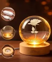 Kryształowa Kulka 3D Róża Dla Ukochanej I Love You