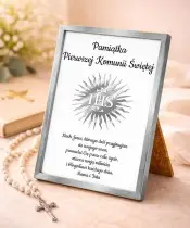 Personalizowana Srebrna Ramka na Komunię Pamiątka Prezent