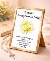 Pamiątka Pierwszej Komunii Świętej Złota Ramka Personalizowana