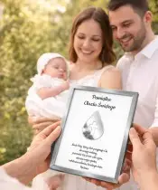 Personalizowana Srebrna Ramka na Chrzest Pamiątka Prezent