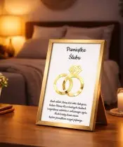 Pamiątka Ślubu Personalizowana Złota Ramka Prezent