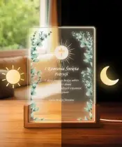 Lampka Nocna LED Na Komunie Podstawka Drewniana Pamiątka