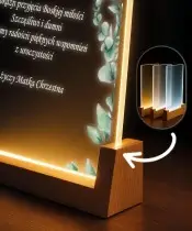 Lampka Nocna LED Na Komunie Podstawka Drewniana Pamiątka