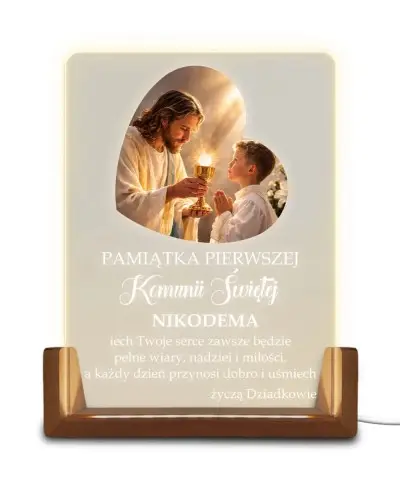 Pamiątka Pierwszej Komunii Świętej Dla Chłopca Ramka LED