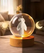 Kryształowa Kulka 3D Jezus Chrystus Bóg Podstawa LED