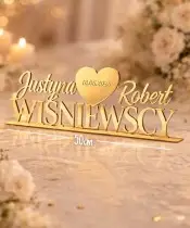 Napis Na Stół Weselny 50 cm Personalizowany Imiona Nazwisko Data Złote Lustro Ślub