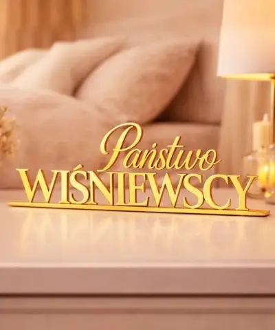 Napis Na Stół Weselny 50 cm Personalizowany Nazwisko Złote Lustro Ślub