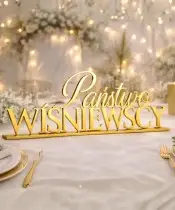 Napis Na Stół Weselny 50 cm Personalizowany Nazwisko Złote Lustro Ślub