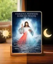 Pierwsza Komunia Święta Prezent Pamiątka Ramka LED Jezus