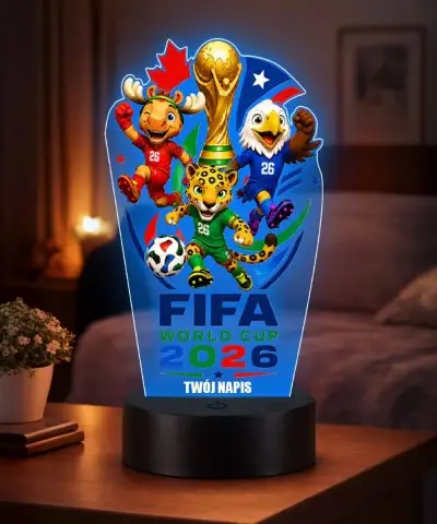 Lampka Nocna LED 3D Maskotki FIFA World Cup 2026 z Imieniem Prezent