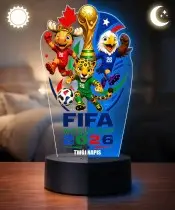 Lampka Nocna LED 3D Maskotki FIFA World Cup 2026 z Imieniem Prezent