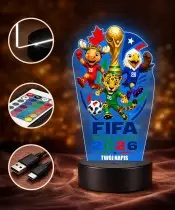 Lampka Nocna LED 3D Maskotki FIFA World Cup 2026 z Imieniem Prezent