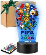 Lampka Nocna LED 3D Maskotki FIFA World Cup 2026 z Imieniem Prezent