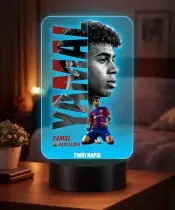 Lampka Nocna LED 3D Yamal FC Barcelona Personalizowana z Imieniem