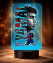 Lampka Nocna LED 3D Yamal FC Barcelona Personalizowana z Imieniem