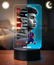 Lampka Nocna LED 3D Yamal FC Barcelona Personalizowana z Imieniem