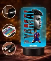 Lampka Nocna LED 3D Yamal FC Barcelona Personalizowana z Imieniem