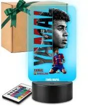 Lampka Nocna LED 3D Yamal FC Barcelona Personalizowana z Imieniem