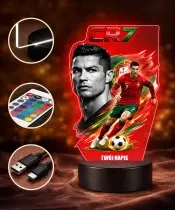 Lampka Nocna LED 3D Cristiano Ronaldo Portugalia z Imieniem Prezent