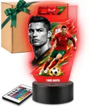 Lampka Nocna LED 3D Cristiano Ronaldo Portugalia z Imieniem Prezent