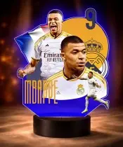 Lampka Nocna LED 3D Kylian Mbappe Real Madryt z Imieniem