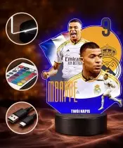 Lampka Nocna LED 3D Kylian Mbappe Real Madryt z Imieniem