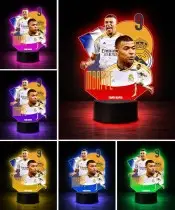 Lampka Nocna LED 3D Kylian Mbappe Real Madryt z Imieniem