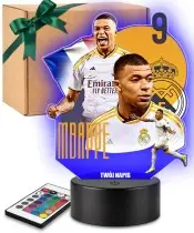 Lampka Nocna LED 3D Kylian Mbappe Real Madryt z Imieniem