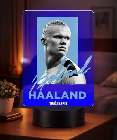 Lampka Nocna LED 3D Erling Haaland Autograf Piłkarz z Imieniem
