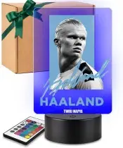 Lampka Nocna LED 3D Erling Haaland Autograf Piłkarz z Imieniem