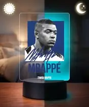 Lampka Nocna LED 3D Kylian Mbappe Piłka Nożna Autograf z Imieniem