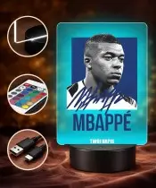 Lampka Nocna LED 3D Kylian Mbappe Piłka Nożna Autograf z Imieniem