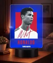Lampka Nocna LED 3D Cristiano Ronaldo Piłka Nożna Autograf z Imieniem