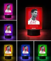 Lampka Nocna LED 3D Cristiano Ronaldo Piłka Nożna Autograf z Imieniem