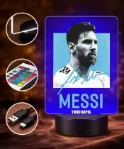 Lampka Nocna LED 3D Lionel Messi Piłka Nożna Autograf z Imieniem